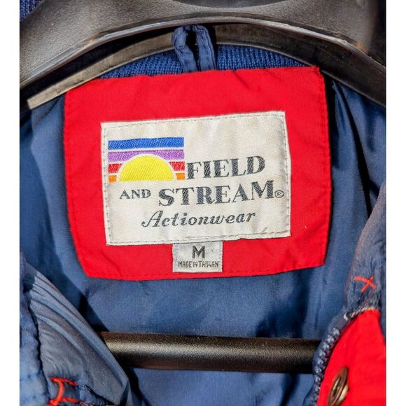 Vintage Field & Stream Jacket Men's Medium Red Windbreaker Collared Full-Zip - Picture 4 of 6